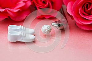 birthdaycard for golfplayer, golfshoes with golfball