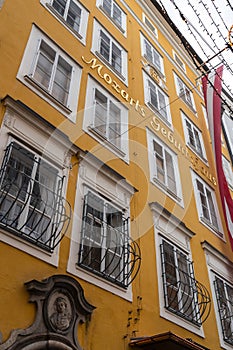 The birthplace of the famous Austrian composer Mozart in the old town Salzburg, Austria