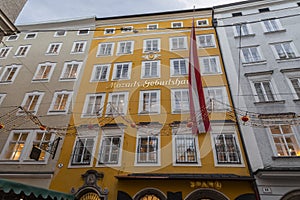 The birthplace of the famous Austrian composer Mozart in the old town Salzburg, Austria