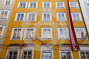 The birthplace of the famous Austrian composer Mozart in the old town Salzburg, Austria