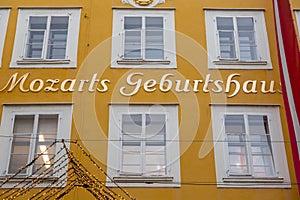 The birthplace of the famous Austrian composer Mozart in the old town Salzburg, Austria