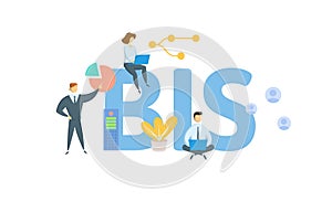 BIS, Bank for International Settlements. Concept with keyword, people and icons. Flat vector illustration. Isolated on photo