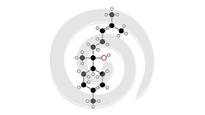 bisabolol molecule, structural chemical formula, ball-and-stick model, isolated image levomenol