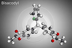 Bisacodyl, bisacodil  molecule. It is stimulant laxative drug for the treatment of constipation, neurogenic bowel dysfunction.