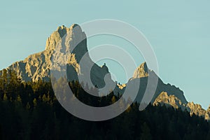 The `Bischop's Mitre` mountain in the Austrian alps at sunset