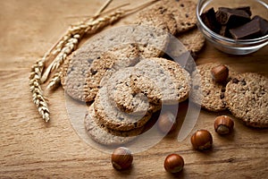 Biscuit with chocolate and hazelnut