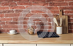 Biscuit jar and coffee cup on Kitchen counter