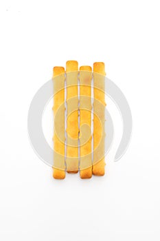 biscuits bread stick on white background