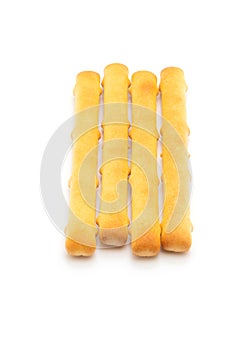 biscuits bread stick on white background