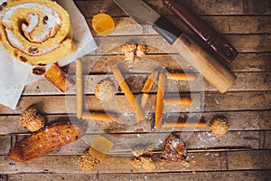 Biscuits cake on brown board rustic love shaped Valentine's Da