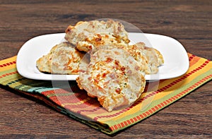 Biscuits with cheddar cheese, garlic and parsley. Selective foc