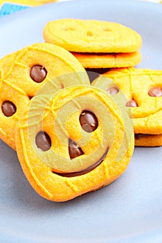 Biscuits with chocolate shape pumpkin
