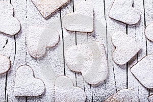 Biscuits in the form of hearts, top view
