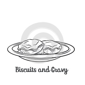 Biscuits and gravy outline icon