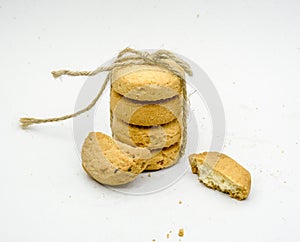 biscuits isolated on dark background.Atta biscuit, cookies, white flour biscuit - Indian cooking