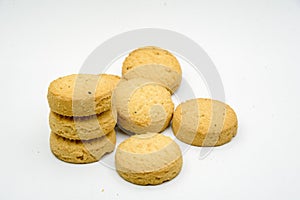 biscuits isolated on dark background.Atta biscuit, cookies, white flour biscuit - Indian cooking