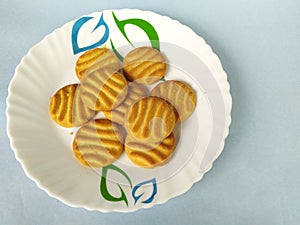 Biscuits on a plate for afternoon tea.