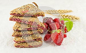 Biscuits with strawberry currant and cherry