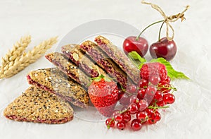 Biscuits with strawberry currant and cherry