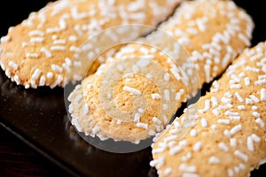 Biscuits with sugar grains