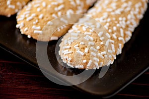 Biscuits with sugar grains