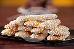 Biscuits with sugar grains