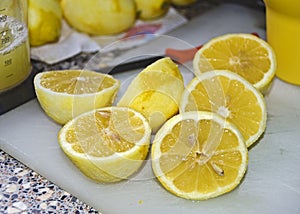 Bisected and peeled lemons
