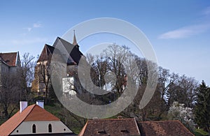 Biserica din Deal, translated as Church on the Hill, on a sunny day