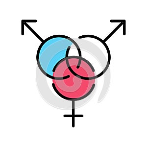 Bisexuality line icon. LGBT society