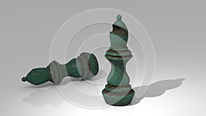 Bishop chess figures, green marble, 3D render