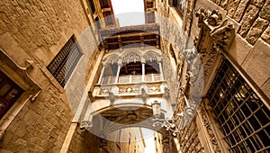 Bishop\'s Bridge in Barri Gotic quarter in Barcelona