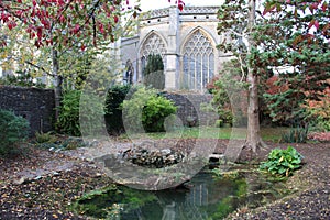 The Bishop`s Palace Garden At Wells, Somerset, England
