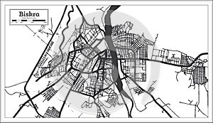 Biskra Algeria City Map in Retro Style in Black and White Color. Outline Map