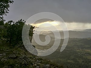 Bismantova stone Castelnovo ne Monti sunset from the top photo