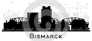 Bismarck North Dakota City Skyline Silhouette with Black Buildings Isolated on White