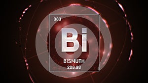 Bismuth as Element 83 of the Periodic Table 3D illustration on red background