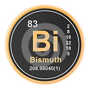 Bismuth Bi chemical element. 3D rendering