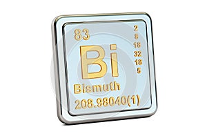 Bismuth Bi, chemical element sign. 3D rendering
