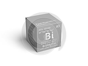 Bismuth. Bishmuthum. Post-transition metals. Chemical Element of Mendeleev\'s Periodic Table. 3D illustration