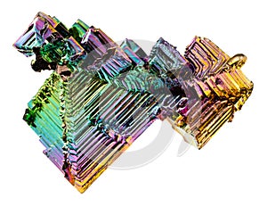 bismuth stairstep crystal with iridescent colors