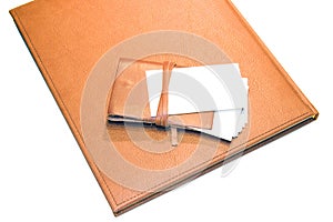 Bisness card cardholder on notebook