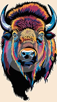 Bison cartoon drawing artwork vector ai generated photo