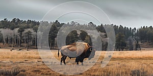 Bison in Custer State Park, South Dakota: A Symbol of American Heritage. Concept American Heritage,