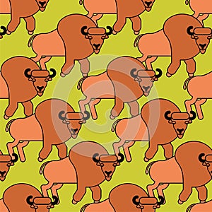 Bison patterrn. Aurochs Zubr background. Wild Bull ornament. Buffalo Vector texture