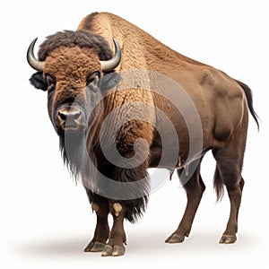 Bison Photo Isolated On White Background - High Resolution And Photorealistic