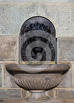 Bison Sculpture and Drinking Fountain at Iowa State Capitol