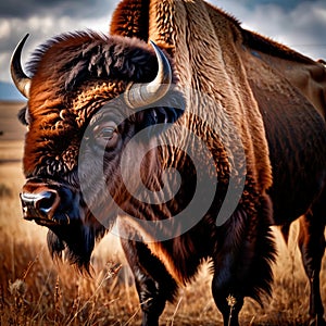 Bison wild animal living in nature, part of ecosystem