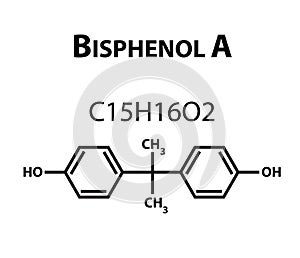 Bisphenol A. Chemical formula. Infographics. Vector illustration on isolated background.