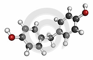 Bisphenol F (BPF) molecule. Alternative for bisphenol A (BPA). Atoms are represented as spheres with conventional color coding: