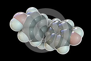 Bisphenol A molecule, 3D illustration. Organic compound used in manufacturing of plastics